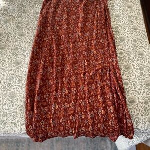 Madewell red floral Layton midi slip skirt
